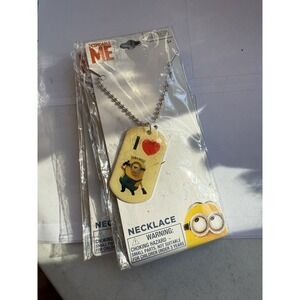 Disney Despicable Me Minions 2" H I Love Minion Pendent 18" Ball Chain Necklace